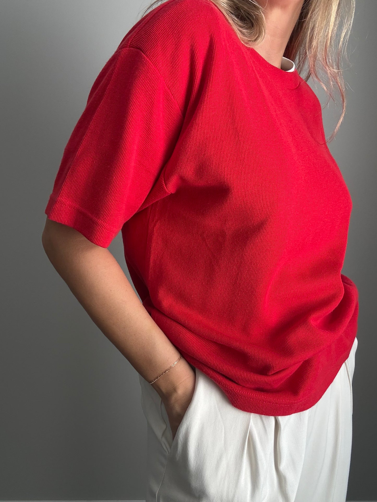 Red Cotton Blend Shirt