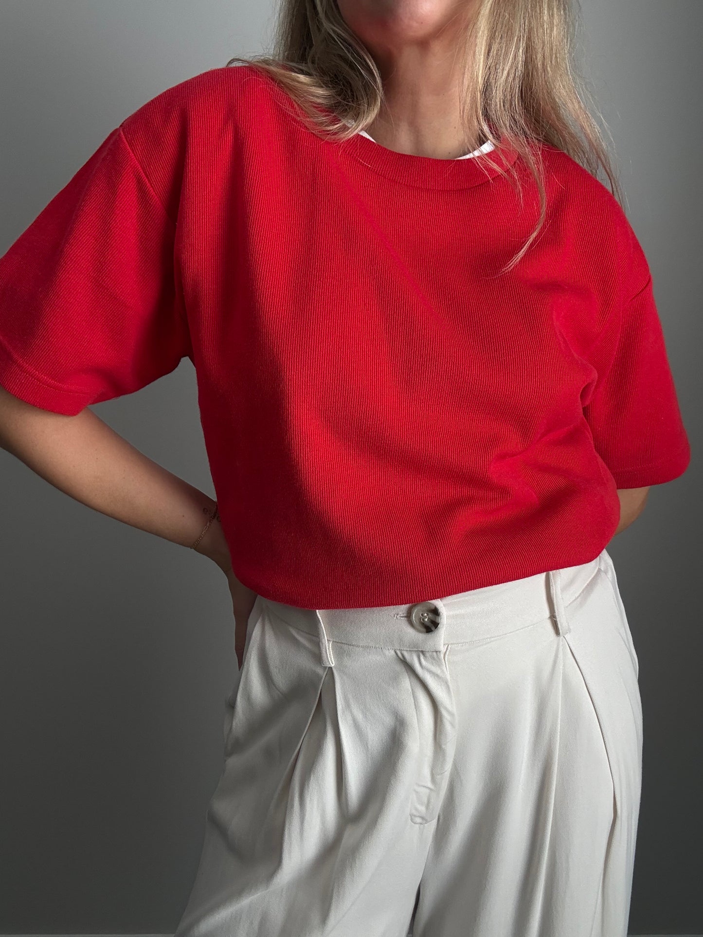 Red Cotton Blend Shirt