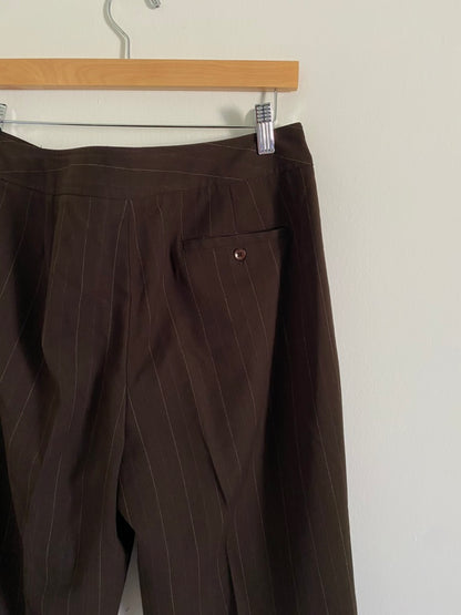 Brown Pin Stripe Trousers | 30" Waist