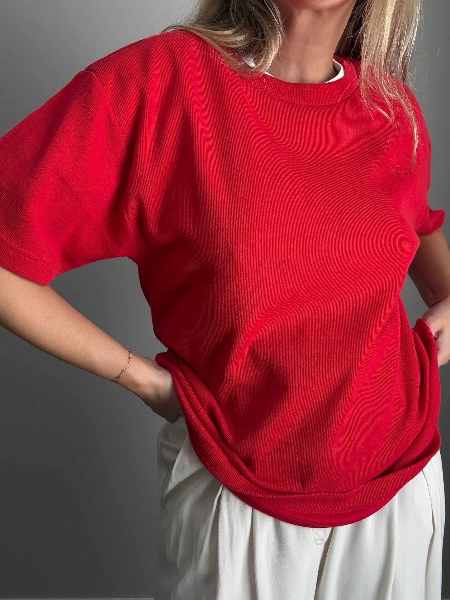 Red Cotton Blend Shirt