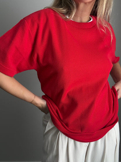 Red Cotton Blend Shirt