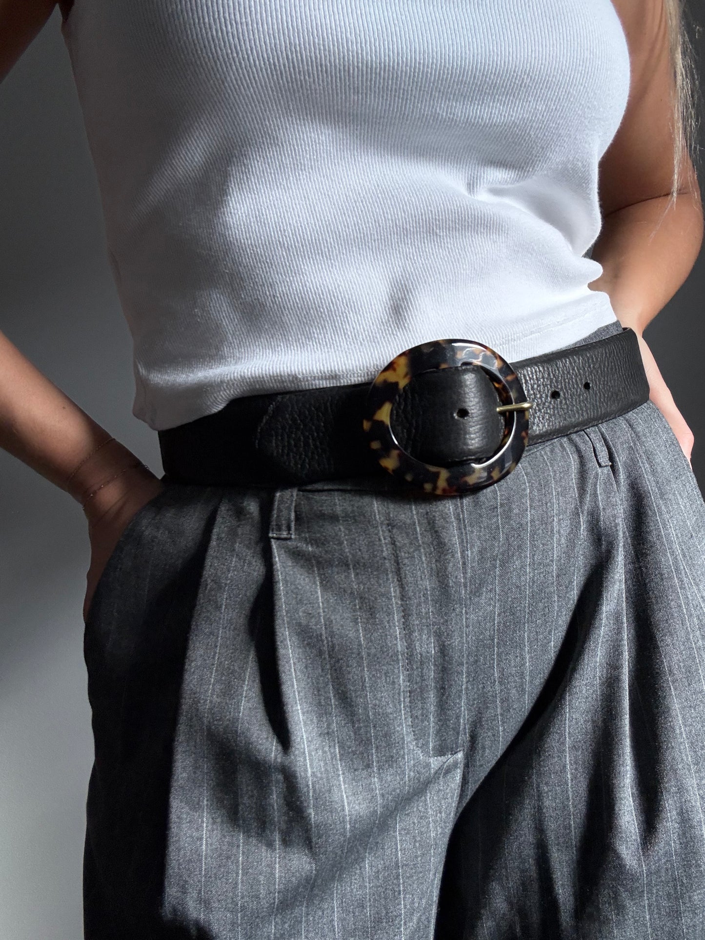 Black Leather Belt | 30"-31" Waist