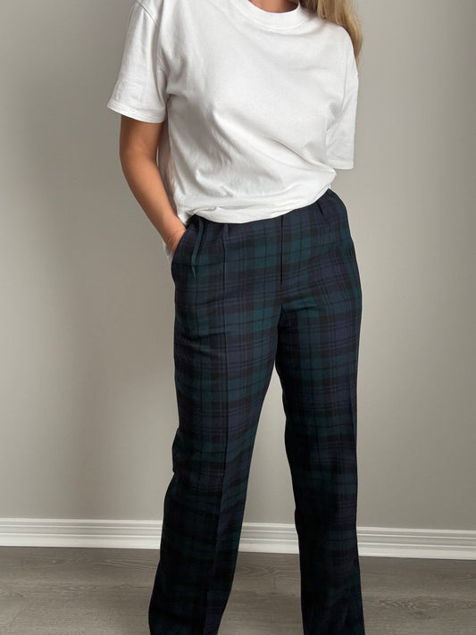 Plaid Wool Trousers | 26" Waist