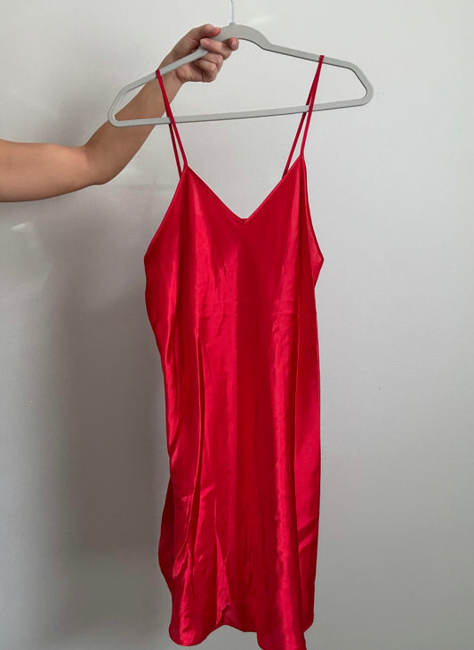 Red Satin Slip Dress