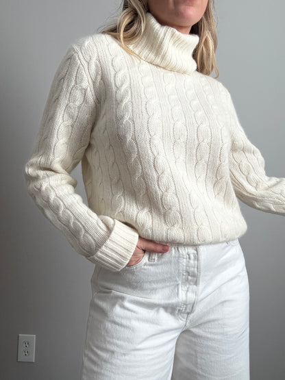 Ivory Wool Blend Turtleneck