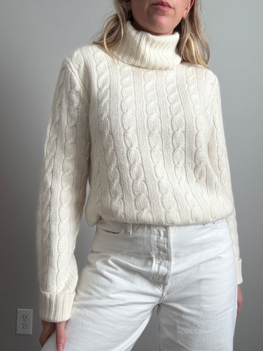 Ivory Wool Blend Turtleneck