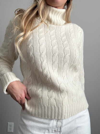 Ivory Wool Blend Turtleneck