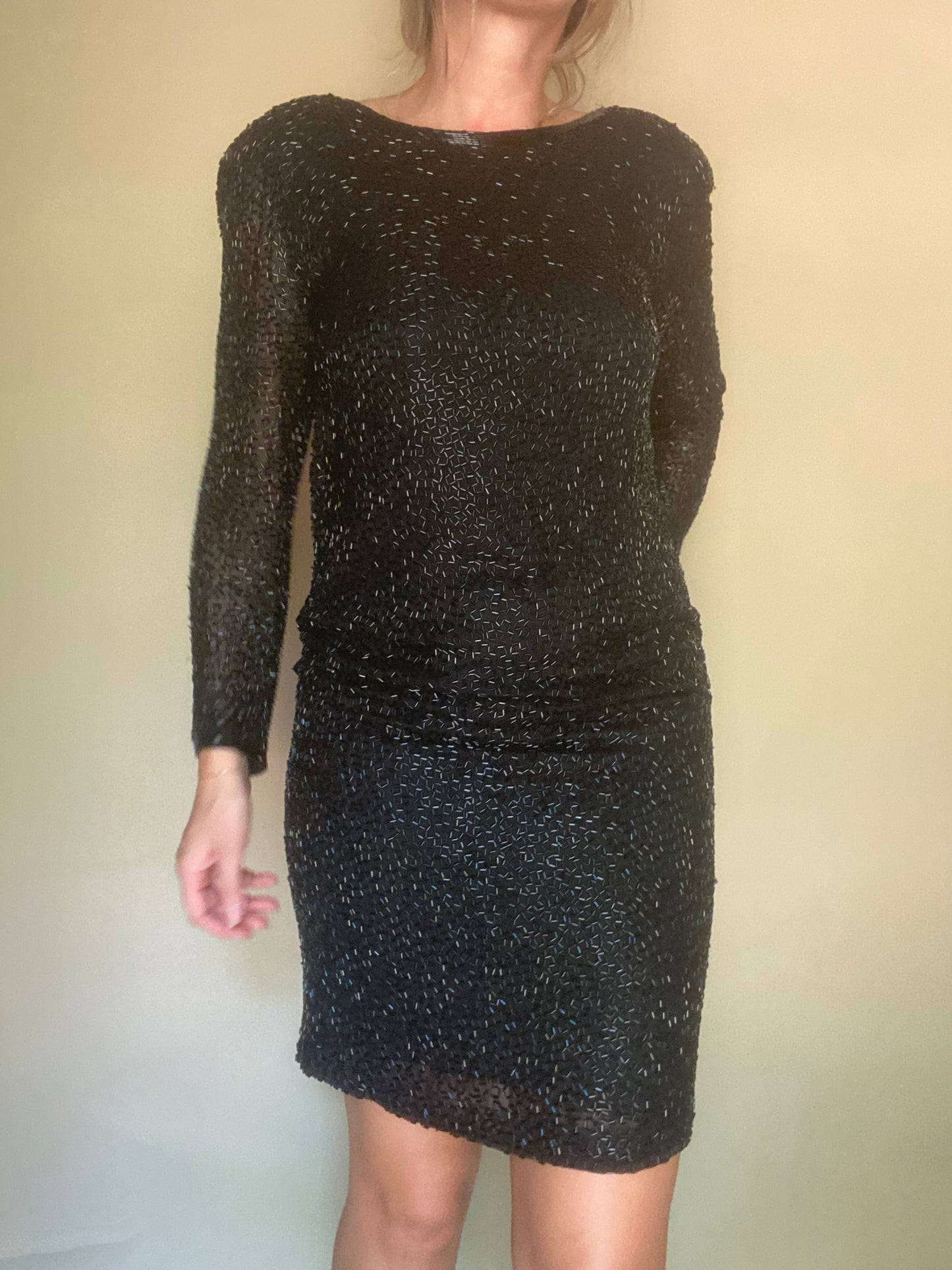 Cassini Silk Beaded Dress